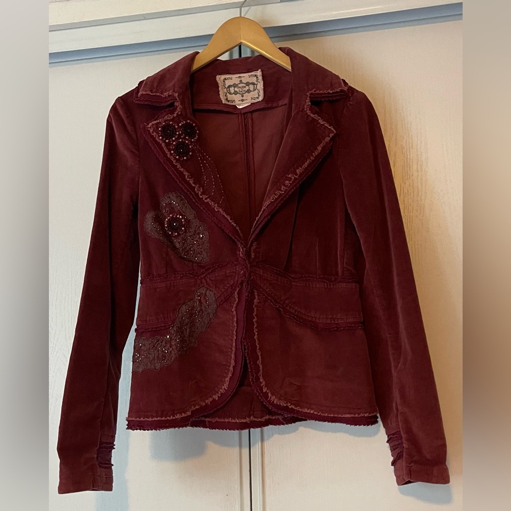 Sugar Lips velvet boho blazer sz S🥀